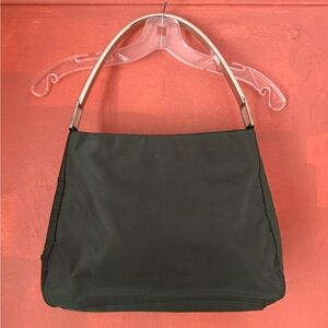 PRADA Tessuto Nylon Metallo Ring Top Handle Bag Green 90s